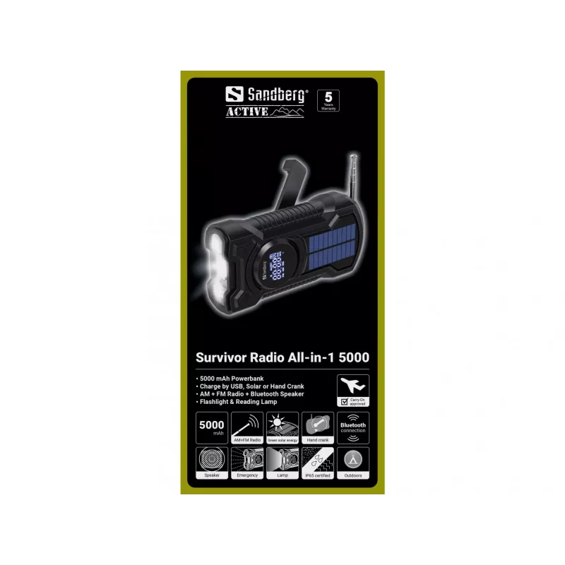 Prenosné rádio Sandberg Survivor Radio All-in-1 5000 AM FM 5000mAh