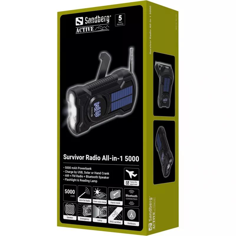 Prenosné rádio Sandberg Survivor Radio All-in-1 5000 AM FM 5000mAh