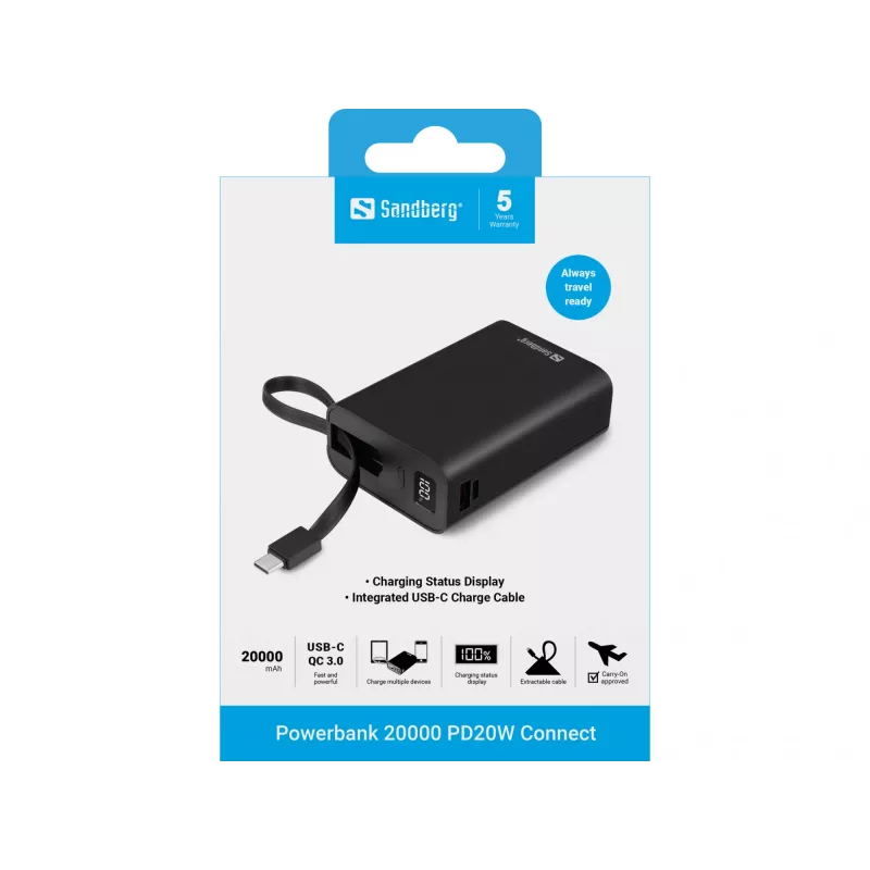 Prenosná batéria Sandberg Powerbank 20000 PD20W Connect, 20000 mAh