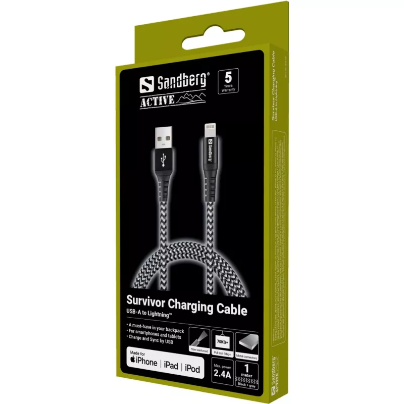 Sandberg Survivor Lightning kábel 1M