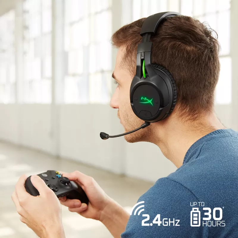 HyperX CloudX Flight – bezdrôtový herný headset (čierna-zelená) – Xbox