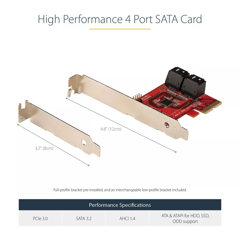 StarTech.com SATA PCIe karta - 4 port PCIe SATA rozširujúca karta - 6 Gbit/s - low-profile kryt - združené SATA konektory - ASM1164 Non-RAID - PCI Express na SATA konvertor