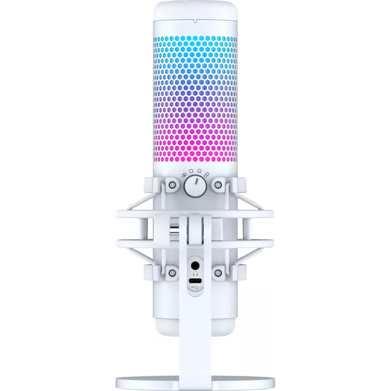 HyperX QuadCast S - USB mikrofón (bielo-sivá) - RGB osvetlenie