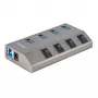 StarTech.com 4-portový samostatne napájaný USB-C hub s individuálnymi vypínačmi, USB 3.0 5Gbps rozširujúci hub s napájacím zdrojom, USB-C na USB-A hub pre stolné počítače/notebooky, USB Type-C hub s BC 1.2