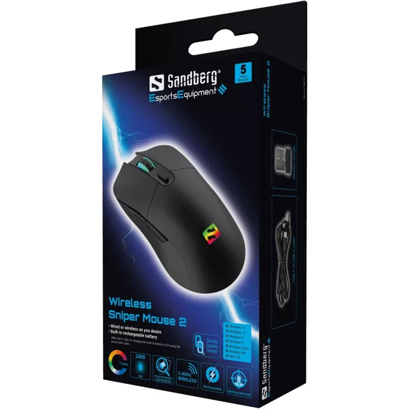 Sandberg Wireless Sniper myš 2 RF Wireless