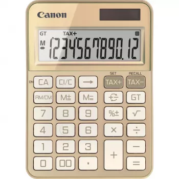 Stolová kalkulačka Canon KS-125KB s 12-miestnym displejom, daňové funkcie, batéria/solár, zlatá