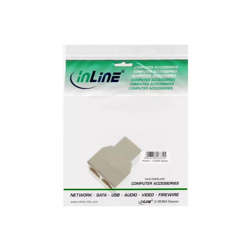 InLine modulárny rozbočovač 1x RJ12 konektor samica / 2x RJ12 konektor samica 69999B
