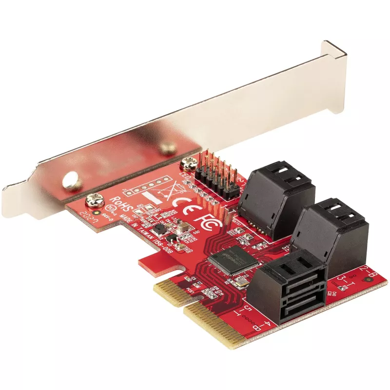 StarTech.com SATA PCIe karta – 6-portová PCIe SATA rozširujúca karta – 6 Gbit/s – Low/Full Profile – naskladané SATA konektory – ASM1166 Non-RAID – PCI Express na SATA konvertor