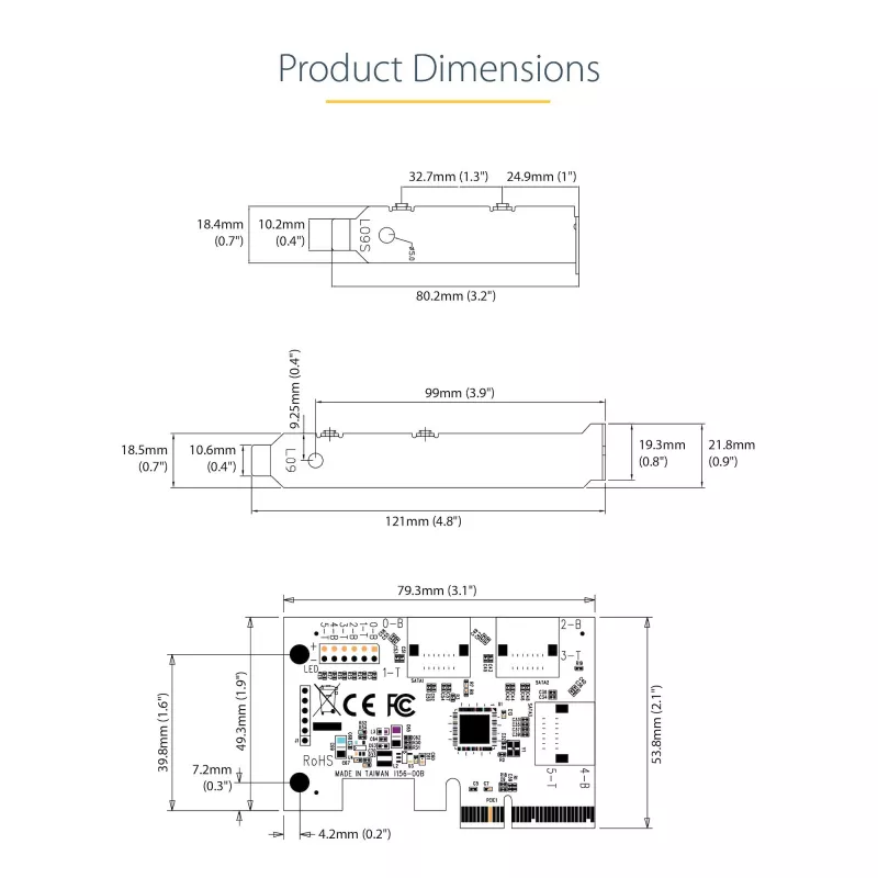 StarTech.com SATA PCIe karta – 6-portová PCIe SATA rozširujúca karta – 6 Gbit/s – Low/Full Profile – naskladané SATA konektory – ASM1166 Non-RAID – PCI Express na SATA konvertor