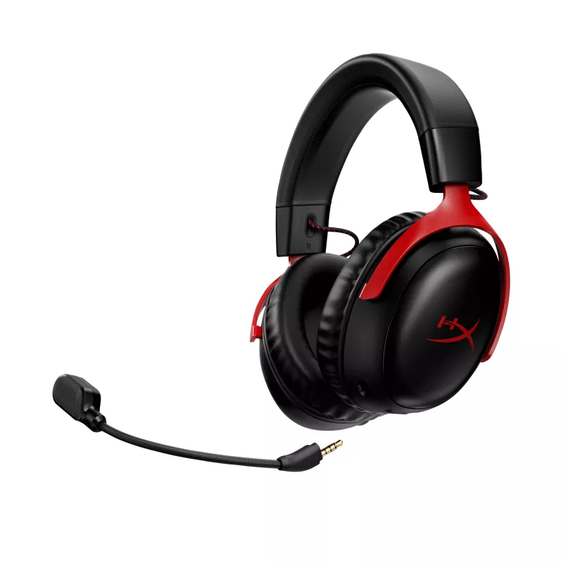 HyperX Cloud III Wireless - herný headset, čierna; červená, Čína, okolo uší, uzavretý, aktívny, 155 mm