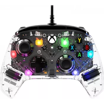 HyperX Clutch Gladiate – káblový herný RGB ovládač – Xbox, gamepad, Xbox One, Xbox Series X, káblový, USB, USB Type-A, USB Type-C, transparentný