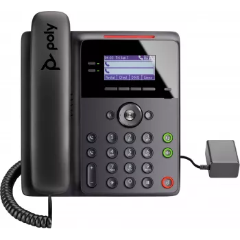 IP telefón Poly Edge B20 — 2 linky PoE, LCD 2,8 palca (7,11 cm), Gigabit Ethernet, káblový slúchadlo, čierna
