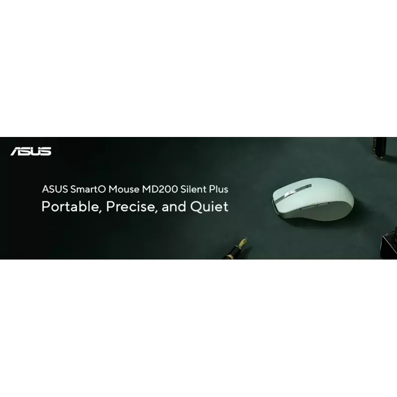 Myš ASUS SmartO MD200 Silent Plus – obojručná RF Wireless + Bluetooth, optická 4200 DPI, 6 tlačidiel, zelená