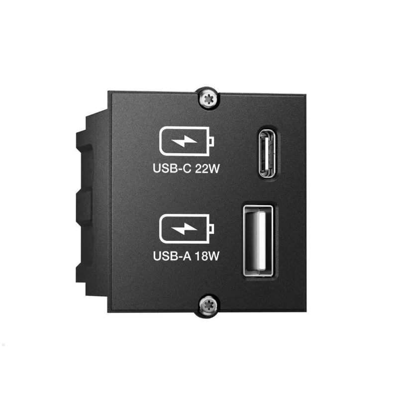 Zásuvkový modul USB-A + USB-C Bachmann 917.227 čierny IP20 250V