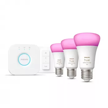 Smart-Lighting-Kit Philips Hue White and Colour Ambience Starterkit – 3× E27 11W žiarovky, Bluetooth/Zigbee, stmievač