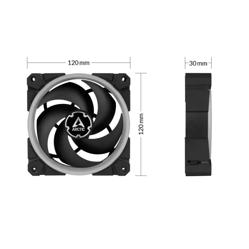 ARCTIC BioniX P120 A-RGB tlakovo optimalizovaný 120-mm ventilátor s A-RGB