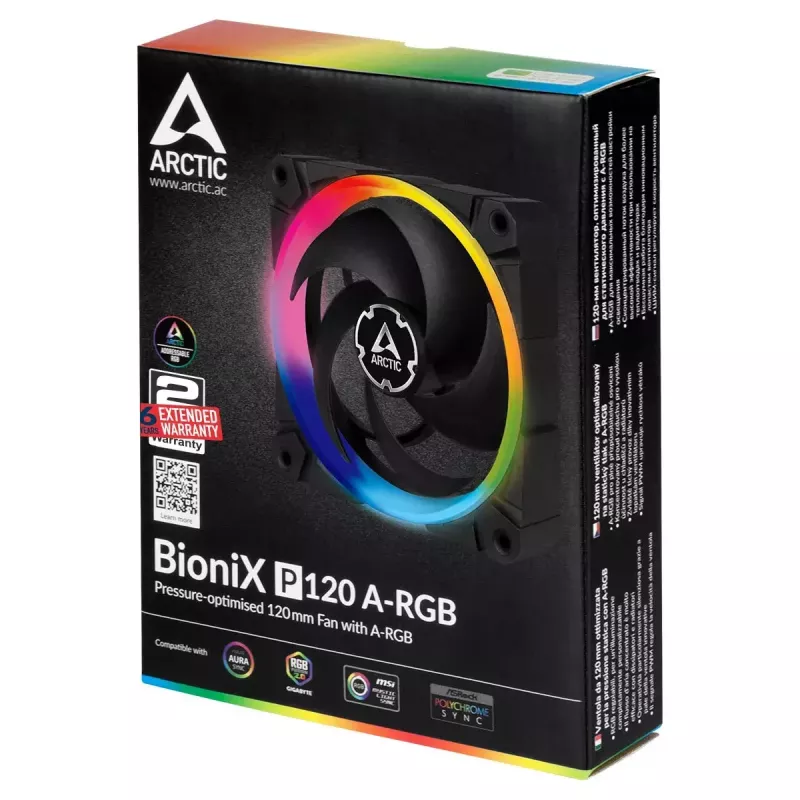 ARCTIC BioniX P120 A-RGB tlakovo optimalizovaný 120-mm ventilátor s A-RGB