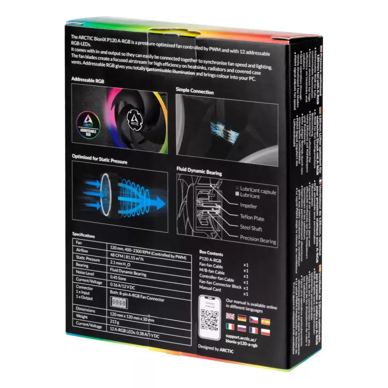ARCTIC BioniX P120 A-RGB tlakovo optimalizovaný 120-mm ventilátor s A-RGB