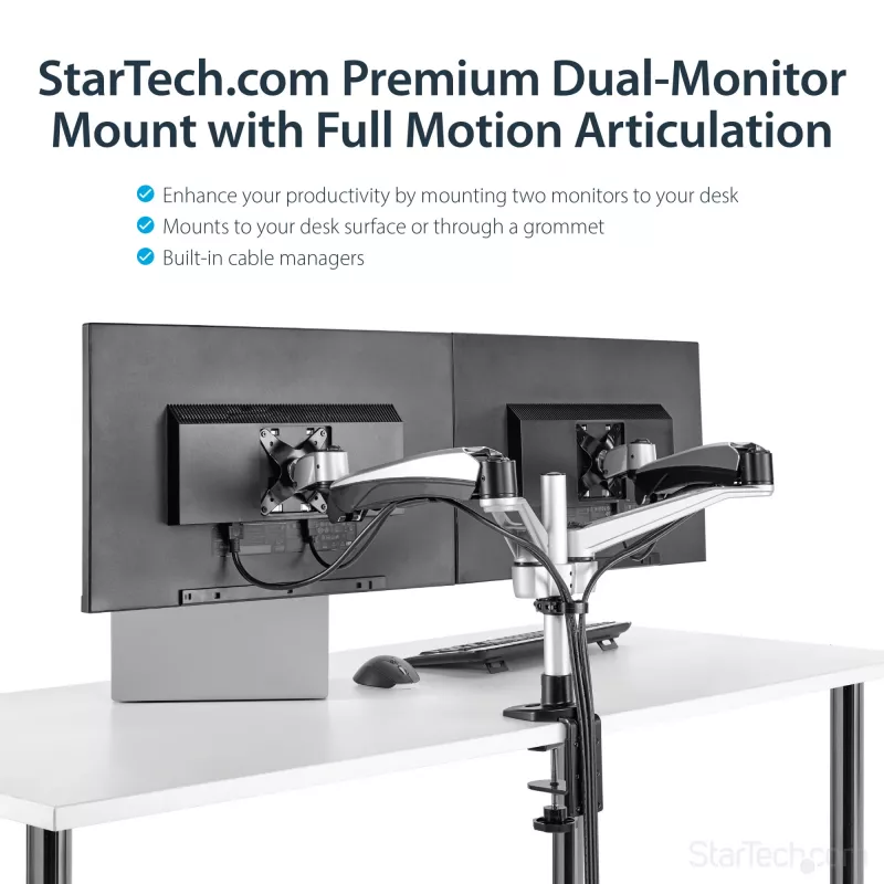 StarTech.com stolová montáž rameno na dva monitory – plne pohyblivé kĺbové – Premium