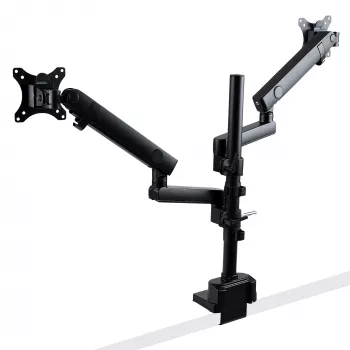 StarTech.com stolový držiak rameno na dva monitory, plne pohyblivý držiak monitora pre 2x VESA obrazovky do 32 palcov (8 kg), nastaviteľná výška, svorka/priechodka stola, mechanická pružina