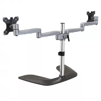 StarTech.com stolová základňa na dva monitory – ergonomický stolový stojan monitora pre VESA displeje do 32 palcov – voľne stojaci, pohyblivý, univerzálny držiak počítačového monitora – nastaviteľná výška – strieborný