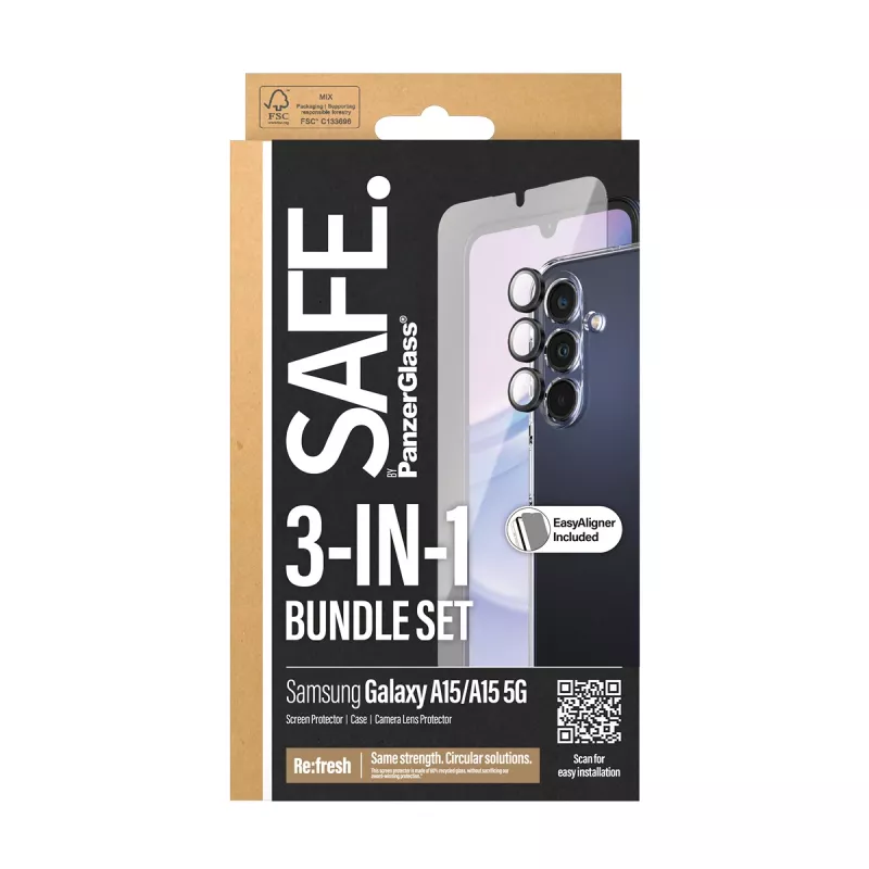 PanzerGlass SAFE. by ® 3-in-1 ochranné balenie Samsung Galaxy A15 | A15 5G