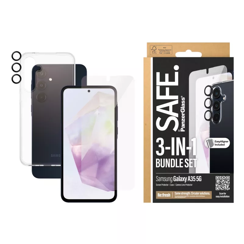 PanzerGlass SAFE. by ® 3-in-1 ochranné balenie Samsung Galaxy A35 5G