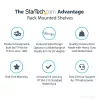 StarTech.com 2HE serverový rackový policový podnos – univerzálny montážny konzolový podnos pre 19-palcový sieťový rack a skriňu – vysokopevnostná oceľ – nosnosť 20 kg – 400 mm hlboký podnos, čierna
