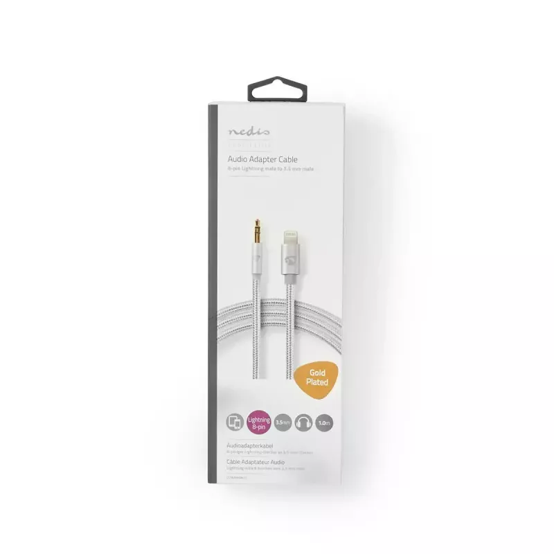 Nedis CCTB39940AL10 Lightning kábel 1m hliník 3,5-mm konektor