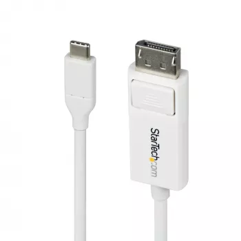 StarTech.com 6ft (2m) USB-C na DisplayPort 1.2 kábel, obojsmerný, 4K 60Hz, biela, video adaptérový kábel pre Apple MacBook Pro / Air M1 M2 M3 M4, Mac Mini / Studio, kompatibilný s Thunderbolt