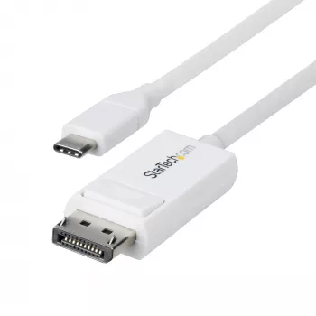StarTech.com 6ft (2m) USB-C na DisplayPort 1.2 kábel, obojsmerný, 4K 60Hz, biela, video adaptérový kábel pre Apple MacBook Pro / Air M1 M2 M3 M4, Mac Mini / Studio, kompatibilný s Thunderbolt