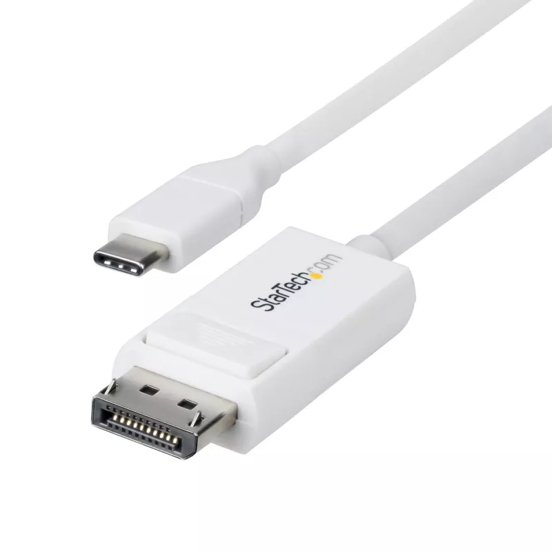 StarTech.com 6ft (2m) USB-C na DisplayPort 1.2 kábel, obojsmerný, 4K 60Hz, biela, video adaptérový kábel pre Apple MacBook Pro / Air M1 M2 M3 M4, Mac Mini / Studio, kompatibilný s Thunderbolt