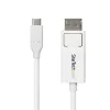 StarTech.com 6ft (2m) USB-C na DisplayPort 1.2 kábel, obojsmerný, 4K 60Hz, biela, video adaptérový kábel pre Apple MacBook Pro / Air M1 M2 M3 M4, Mac Mini / Studio, kompatibilný s Thunderbolt