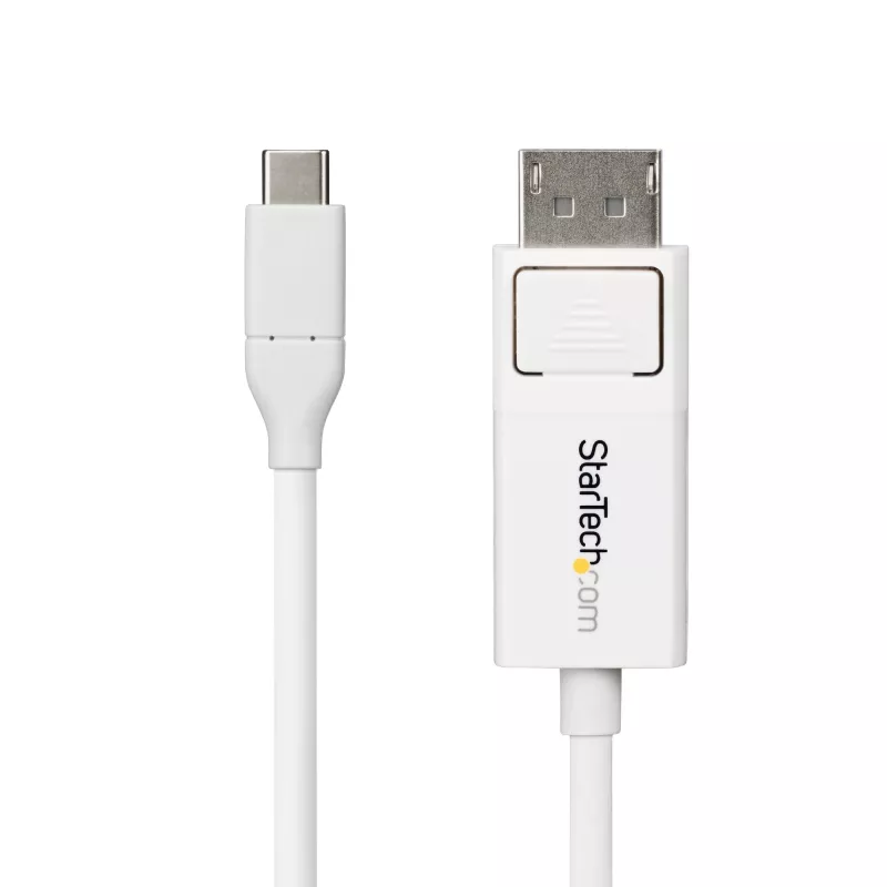 StarTech.com 6ft (2m) USB-C na DisplayPort 1.2 kábel, obojsmerný, 4K 60Hz, biela, video adaptérový kábel pre Apple MacBook Pro / Air M1 M2 M3 M4, Mac Mini / Studio, kompatibilný s Thunderbolt