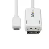 StarTech.com 6ft (2m) USB-C na DisplayPort 1.2 kábel, obojsmerný, 4K 60Hz, biela, video adaptérový kábel pre Apple MacBook Pro / Air M1 M2 M3 M4, Mac Mini / Studio, kompatibilný s Thunderbolt