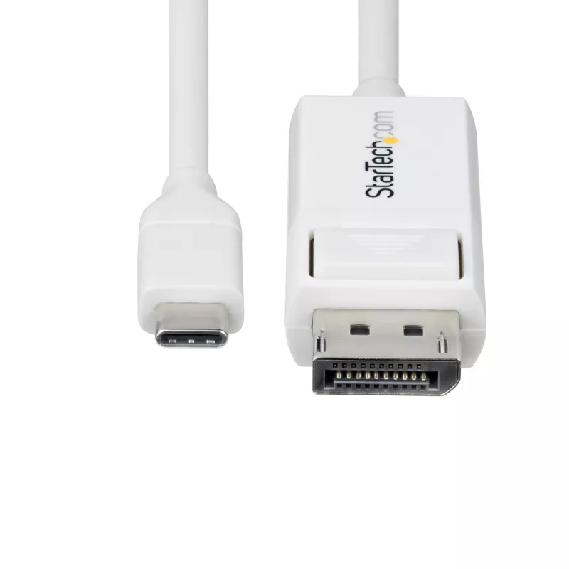 StarTech.com 6ft (2m) USB-C na DisplayPort 1.2 kábel, obojsmerný, 4K 60Hz, biela, video adaptérový kábel pre Apple MacBook Pro / Air M1 M2 M3 M4, Mac Mini / Studio, kompatibilný s Thunderbolt