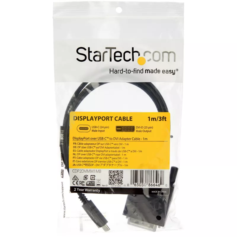StarTech.com 1 m USB-C na DVI kábel – 1920 x 1200 – čierna