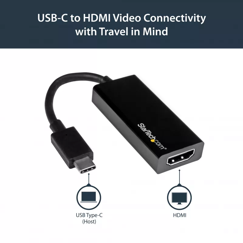 StarTech.com USB-C na HDMI adaptér s 4K 30Hz - čierny, 3.2 Gen 2 (3.1 Gen 2), USB Type-C, HDMI výstup, 3840 x 2160 pixelov