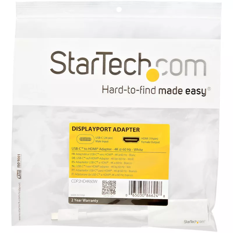 StarTech.com USB-C na HDMI adaptér - biely - 4K 60Hz, USB Type-C, HDMI výstup, 3840 x 2160 pixelov
