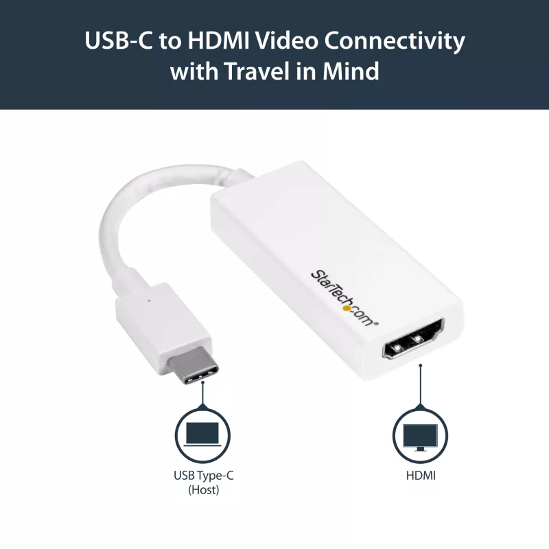 StarTech.com USB-C na HDMI adaptér - biely - 4K 60Hz, USB Type-C, HDMI výstup, 3840 x 2160 pixelov