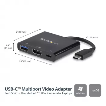 StarTech.com USB-C multiport adaptér s HDMI – USB 3.0 port – 60W PD – čierna