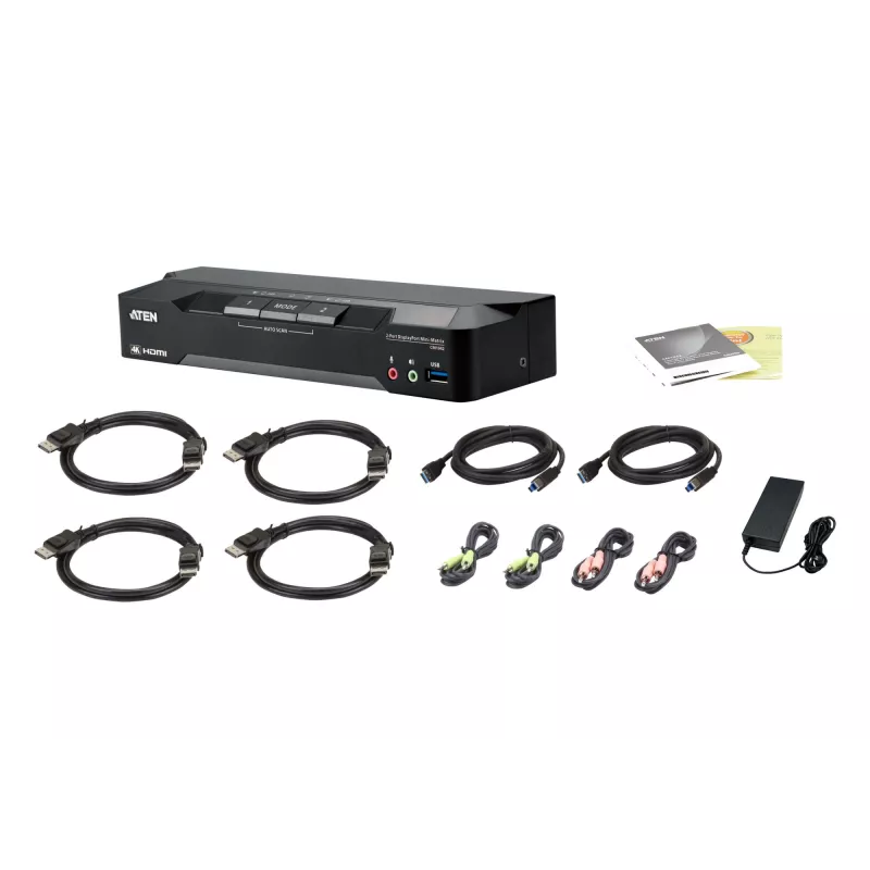 ATEN 2-portový 4K DisplayPort Dual-Display-Mini-Matrix-Boundless-KVM prepínač