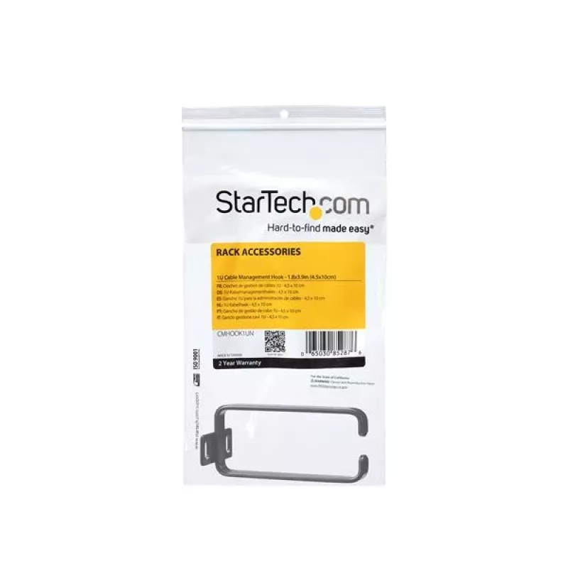 StarTech.com 1U vertikálny D-ring háčik na manažment káblov do serverového racku – 4,5 x 10 cm (1,8 x 3,9