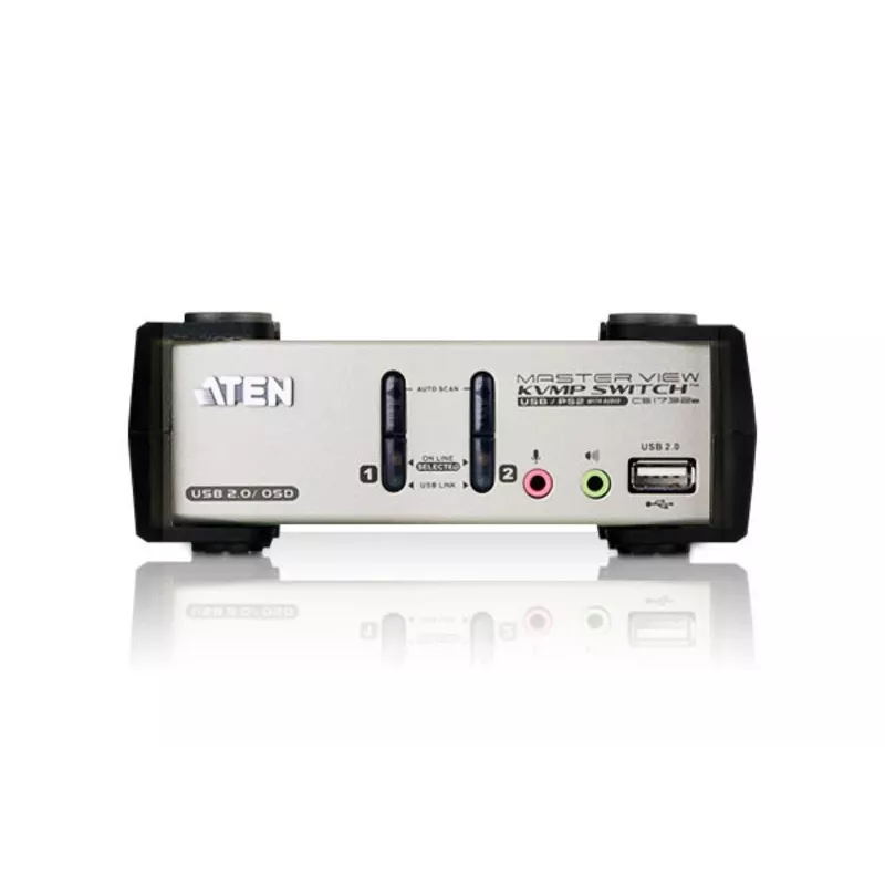 ATEN 2-portový USB - PS/2 VGA KVM switch s audio a USB 2.0 hubom (KVM kábel v balení)