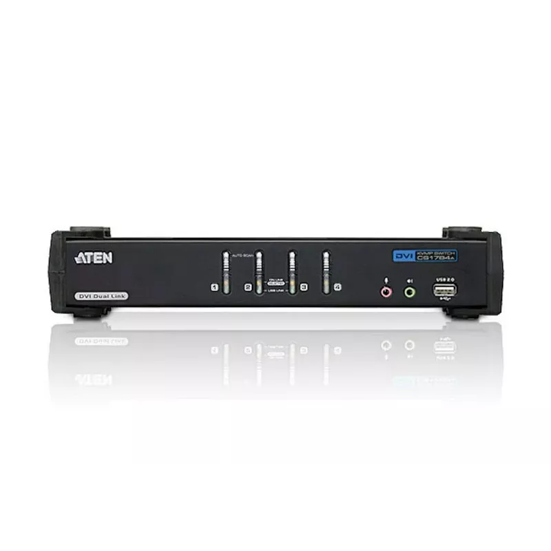 ATEN 4-portový USB DVI Dual Link KVM switch s audio a USB 2.0 hubom (KVM kábel v balení)