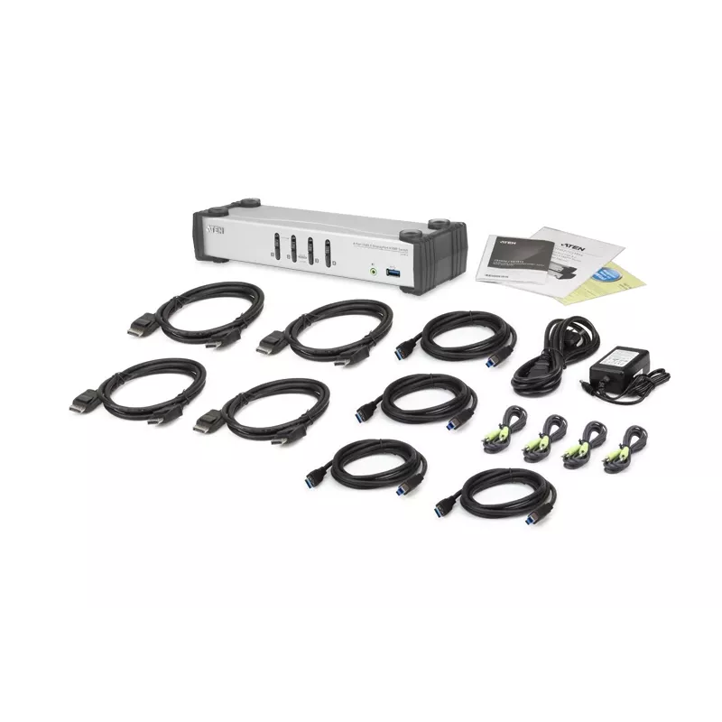 ATEN 4-portový USB 3.1 Gen 1 DisplayPort 1.1 KVMP™ switch s reproduktorom (KVM kábel v balení)