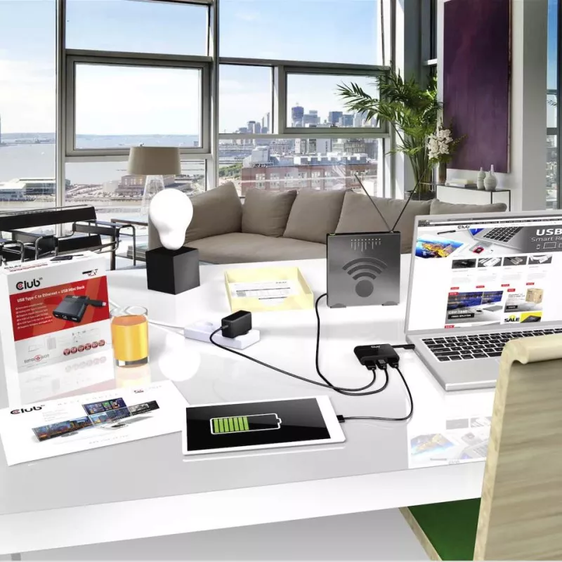 CLUB3D USB Type-C na Ethernet + USB 3.0 + USB Type-C nabíjací mini dock