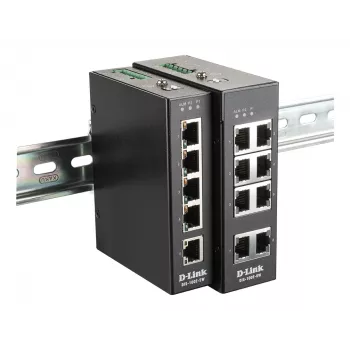 D-Link 8-port neupravovaný priemyselný switch s 8 x 10/100 BaseT(X) portami