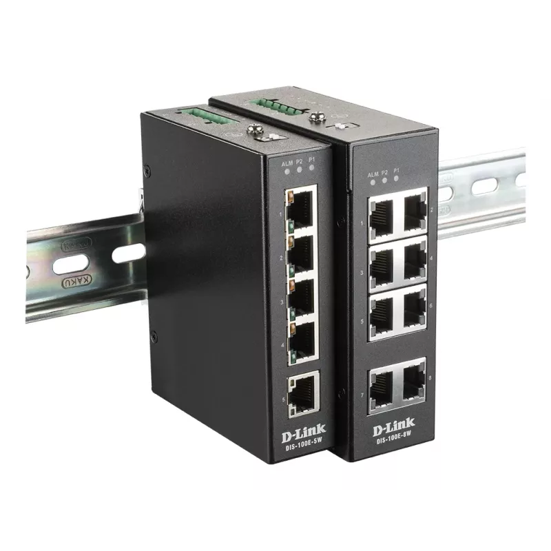 D-Link 8-port neupravovaný priemyselný switch s 8 x 10/100 BaseT(X) portami