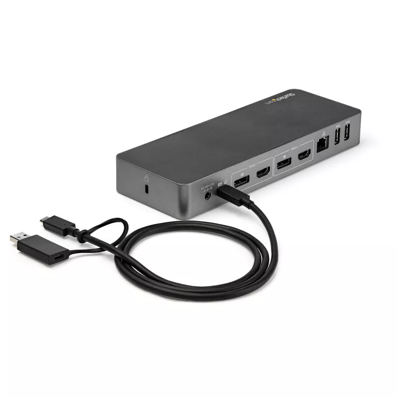 StarTech.com univerzálna dokovacia stanica pre notebook, hybrid USB-C & USB-A dock, Dual 4K DP & HDMI, 60W PD, Mac / Windows / Chrome OS, 4x USB 5Gbps hub, GbE